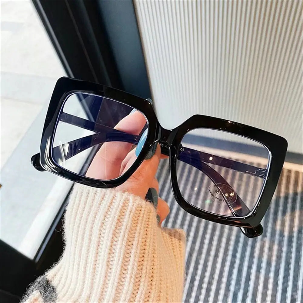Big Square Anti Blue Light Matte Black Glasses