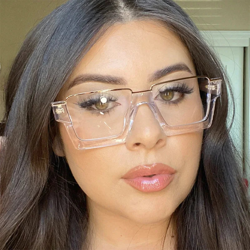 Square Flat Light Mirror Specs - Anti Blue Light Hip Hop Frames