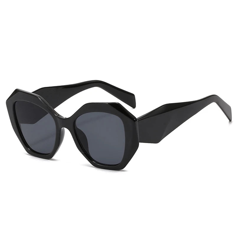 Oversized Polygon Cat Eye Sunglasses - Leopard Shades