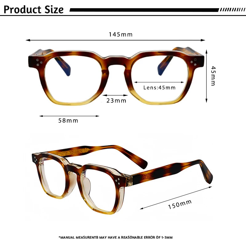 Square Flat Light Specs Men - Minimalist TR Frame Magnifiers