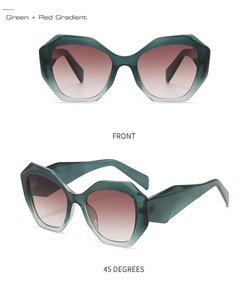 Oversized Polygon Cat Eye Sunglasses - Leopard Shades