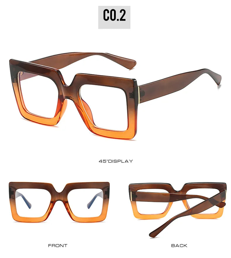 Oversized Square Specs - Transparent Computer Magnifiers