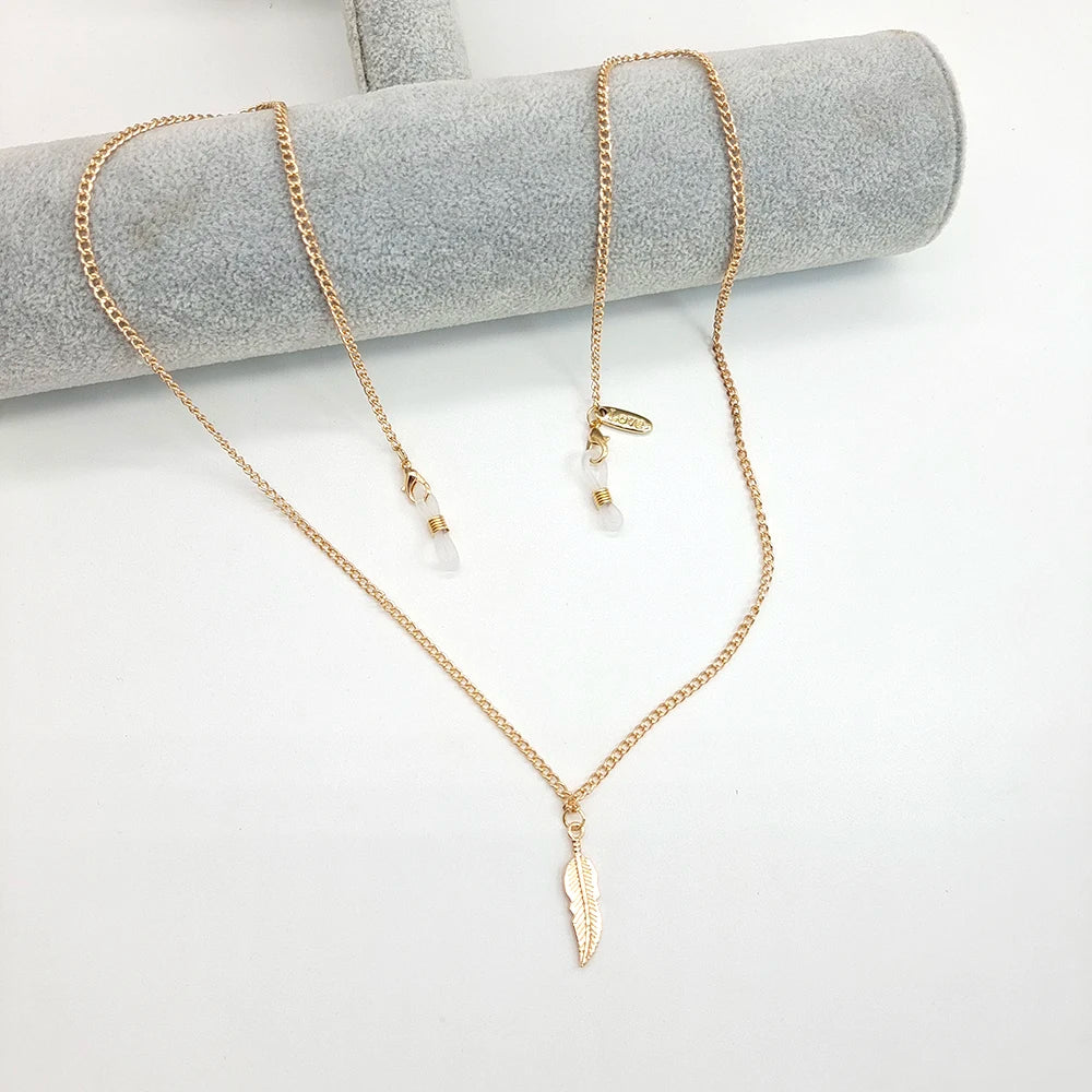 Feather Disc Pendant Glasses Chain - Retainer Strap Specs Holder