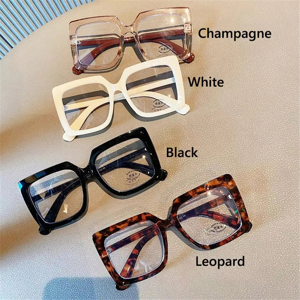 Big Square Anti Blue Light Matte Black Glasses