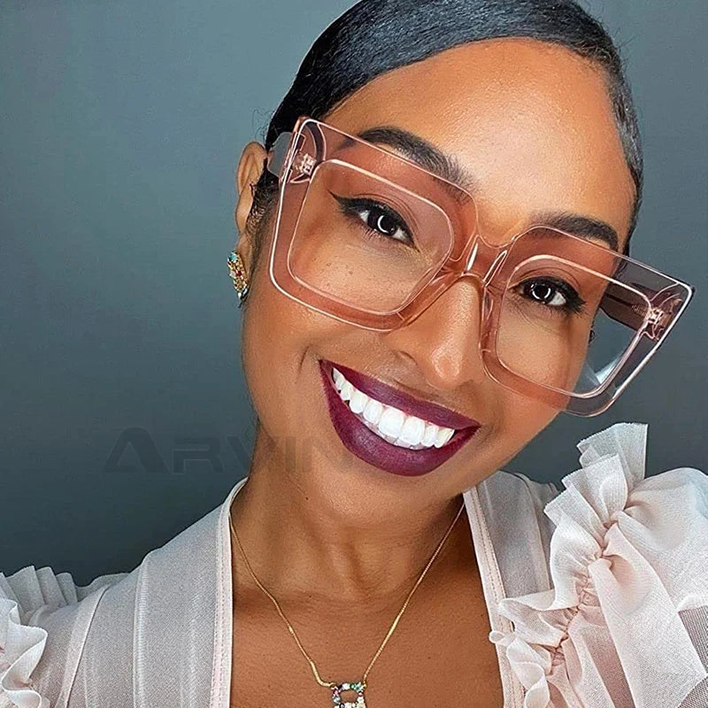 Oversized Square Specs - Transparent Computer Magnifiers