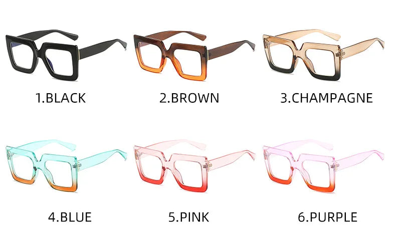 Oversized Square Specs - Transparent Computer Magnifiers