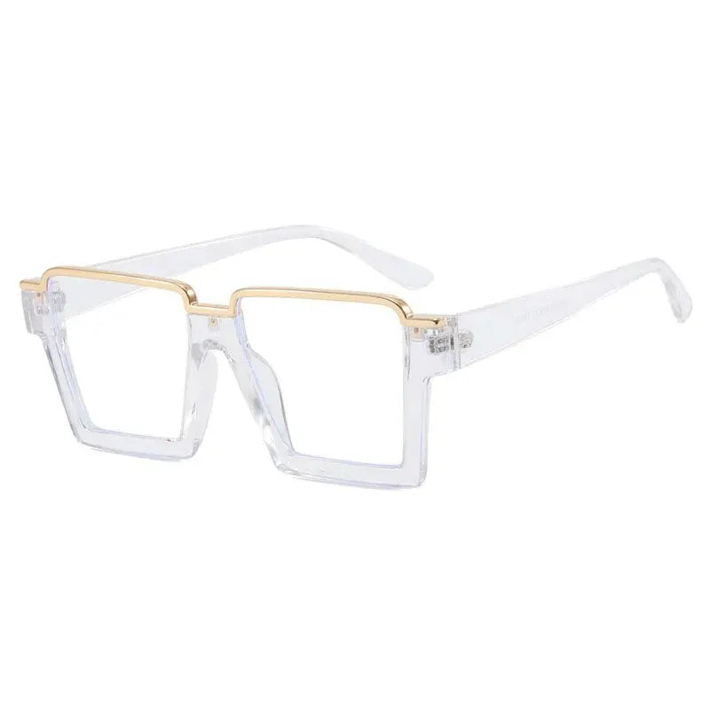 Square Flat Light Mirror Specs - Anti Blue Light Hip Hop Frames