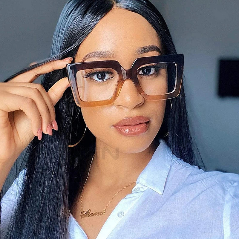 Oversized Square Specs - Transparent Computer Magnifiers