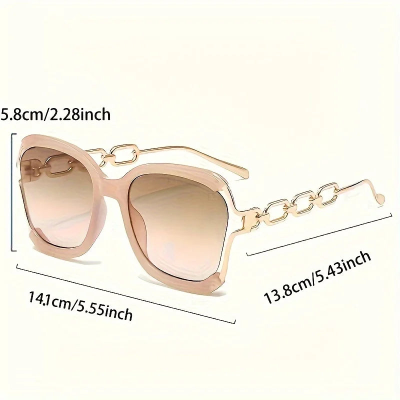 Square Fashion Specs - Detachable Chain Faux Magnifiers