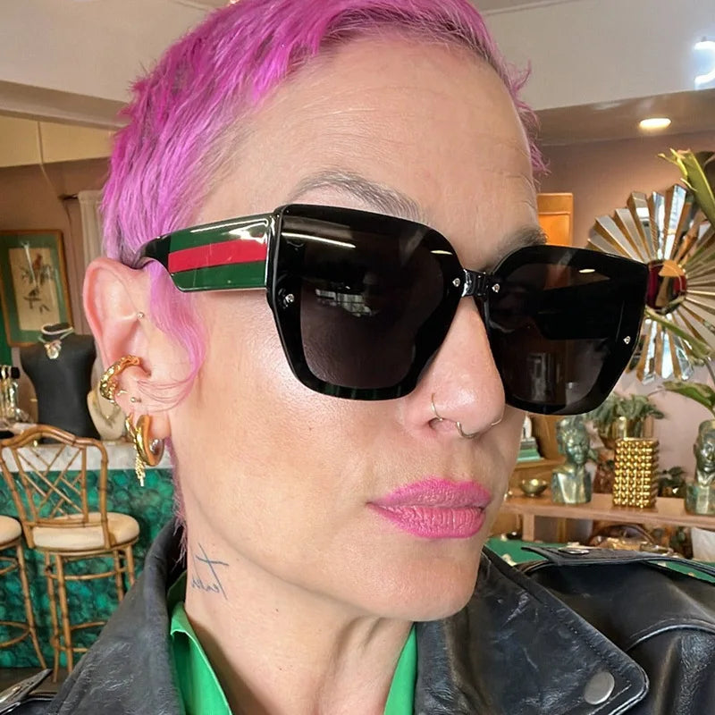 Polygonal Mix Color Concave Shape Sunglasses