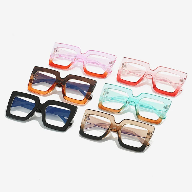 Oversized Square Specs - Transparent Computer Magnifiers