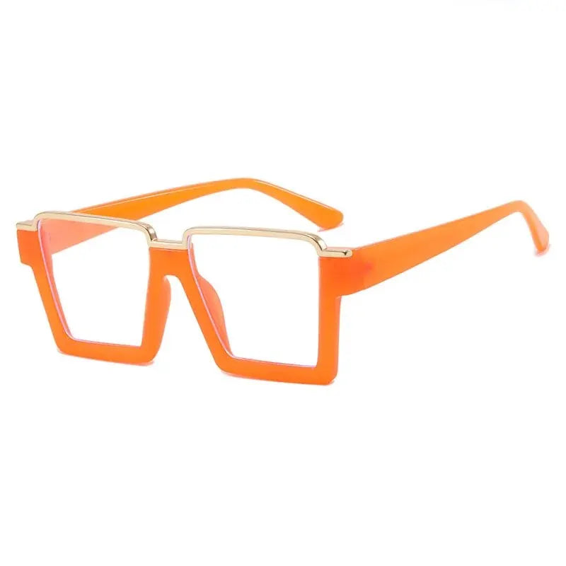Square Flat Light Mirror Specs - Anti Blue Light Hip Hop Frames
