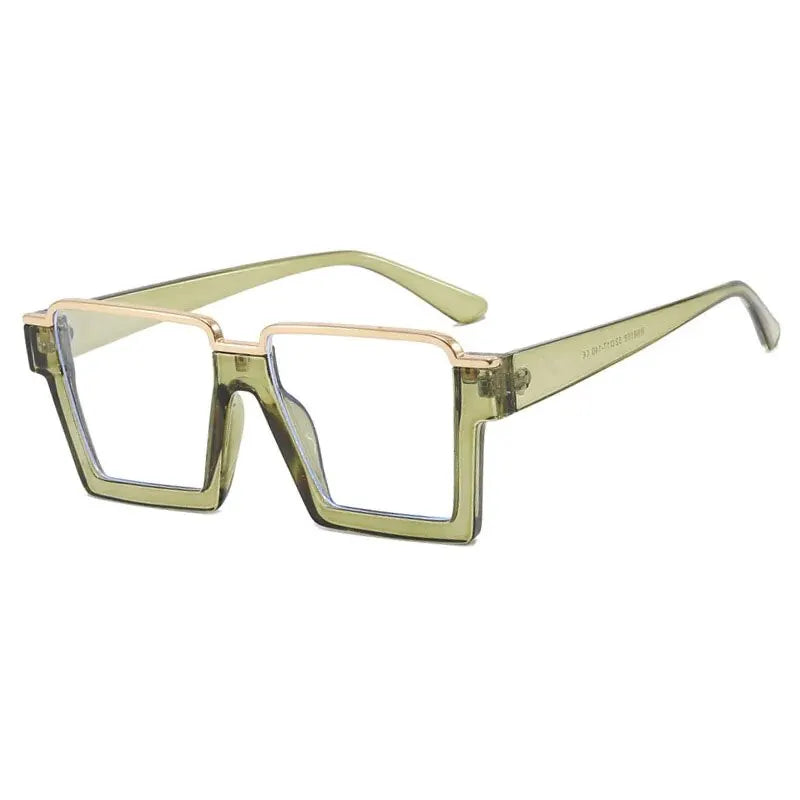 Square Flat Light Mirror Specs - Anti Blue Light Hip Hop Frames