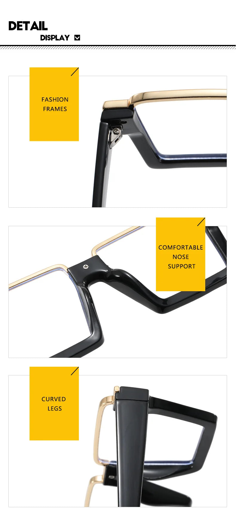 Square Flat Light Mirror Specs - Anti Blue Light Hip Hop Frames