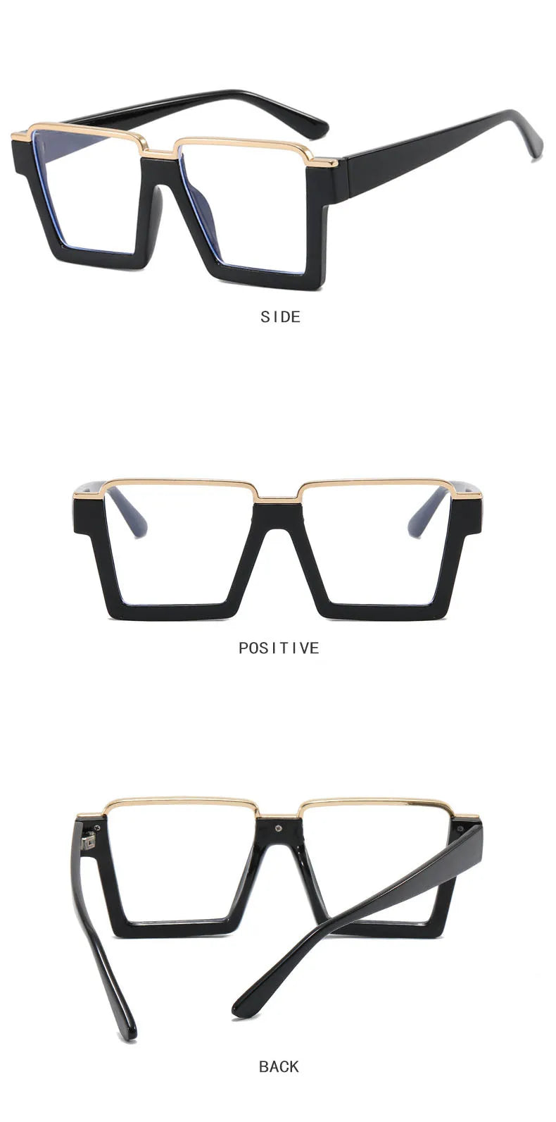 Square Flat Light Mirror Specs - Anti Blue Light Hip Hop Frames