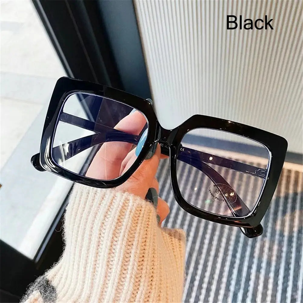 Big Square Anti Blue Light Matte Black Glasses