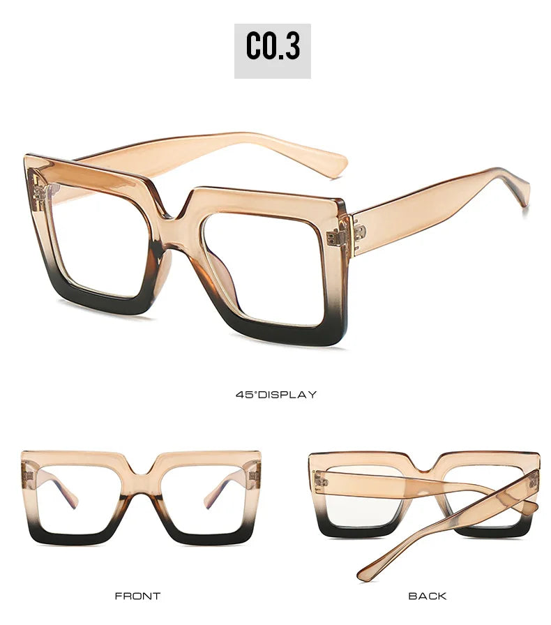 Oversized Square Specs - Transparent Computer Magnifiers