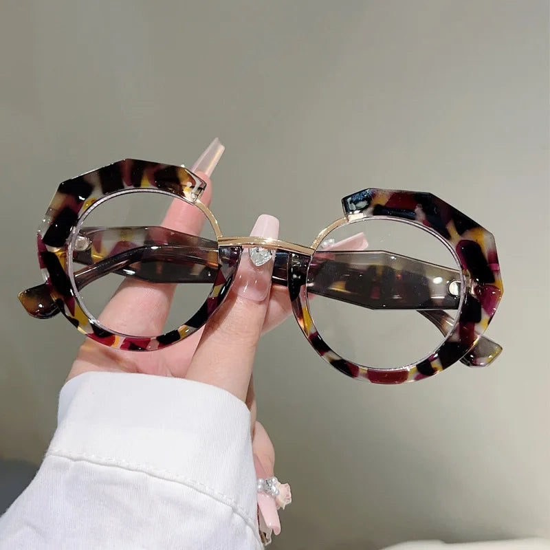 Blue Light Blocking Irregular Round Reading Glasses – Anti-Reflective CR-39 Lens Readers for Women