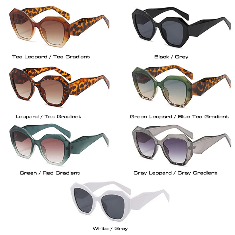 Oversized Polygon Cat Eye Sunglasses - Leopard Shades