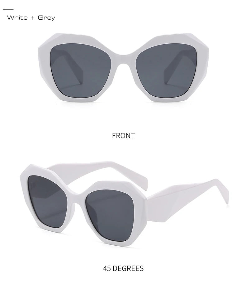 Oversized Polygon Cat Eye Sunglasses - Leopard Shades