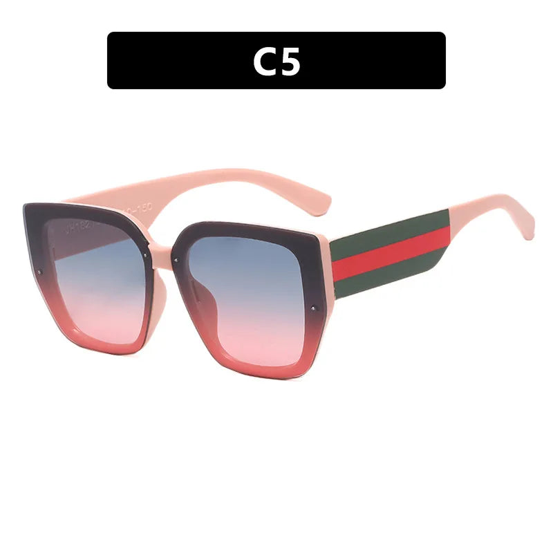 Polygonal Mix Color Concave Shape Sunglasses