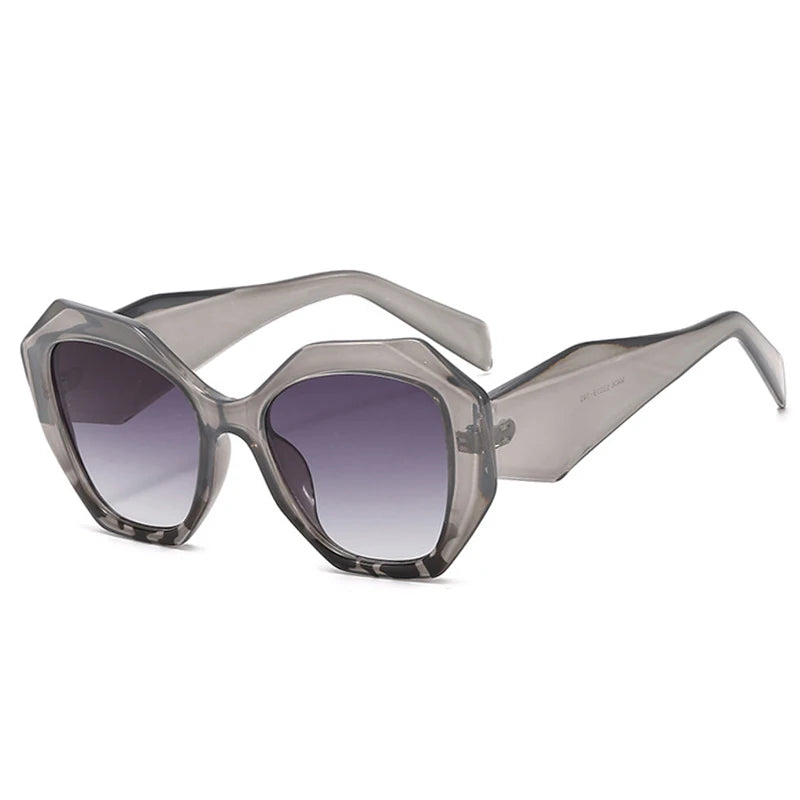 Oversized Polygon Cat Eye Sunglasses - Leopard Shades
