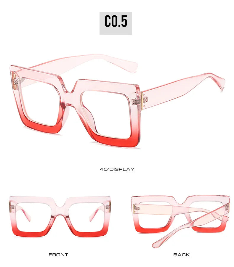 Oversized Square Specs - Transparent Computer Magnifiers