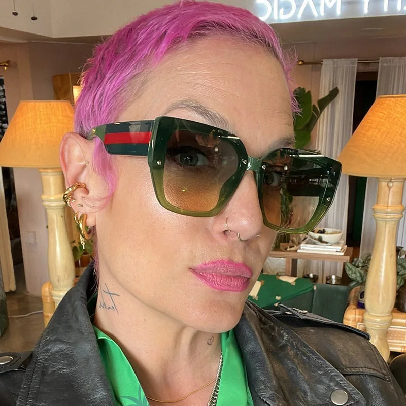 Polygonal Mix Color Concave Shape Sunglasses