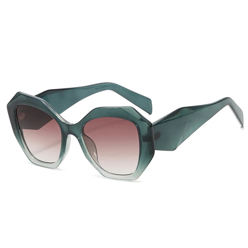 Oversized Polygon Cat Eye Sunglasses - Leopard Shades