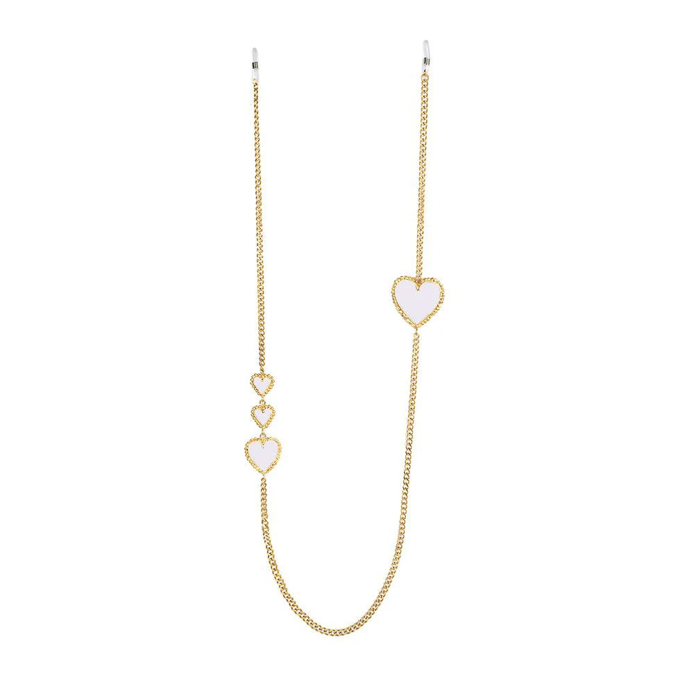 Evil Eye Sunglasses Chain - Gold Enamel Eyewear Holder Necklace