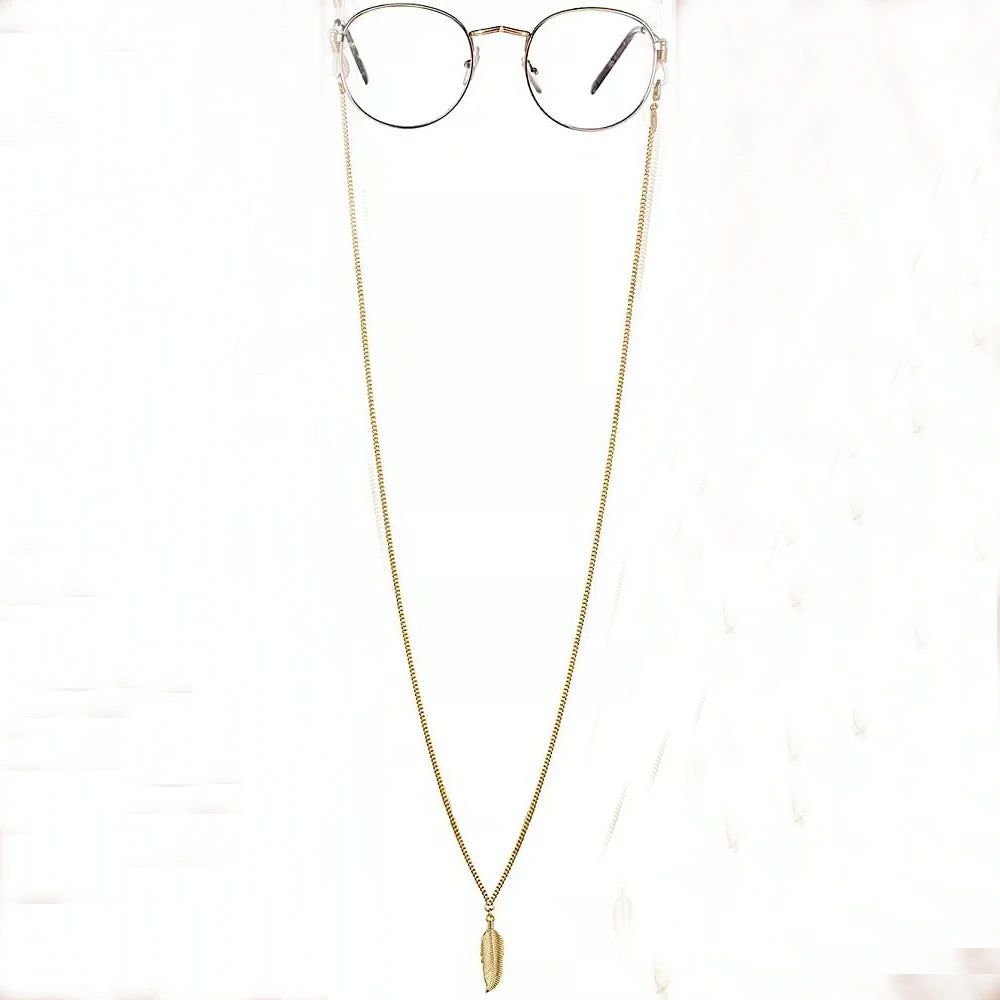 Feather Disc Pendant Glasses Chain - Retainer Strap Specs Holder