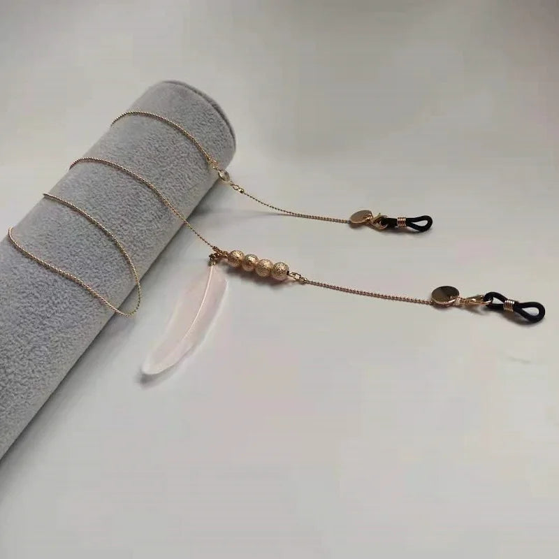 Eyeglasses Chain - Feather Pendant Beaded Specs Holder