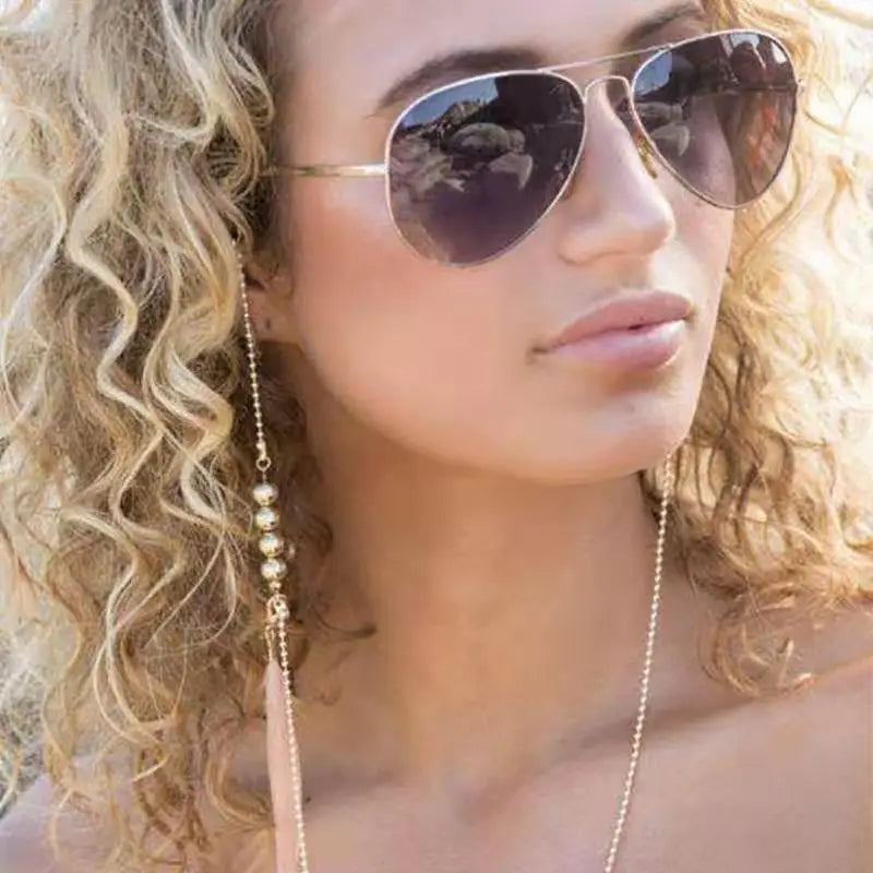 Eyeglasses Chain - Feather Pendant Beaded Specs Holder
