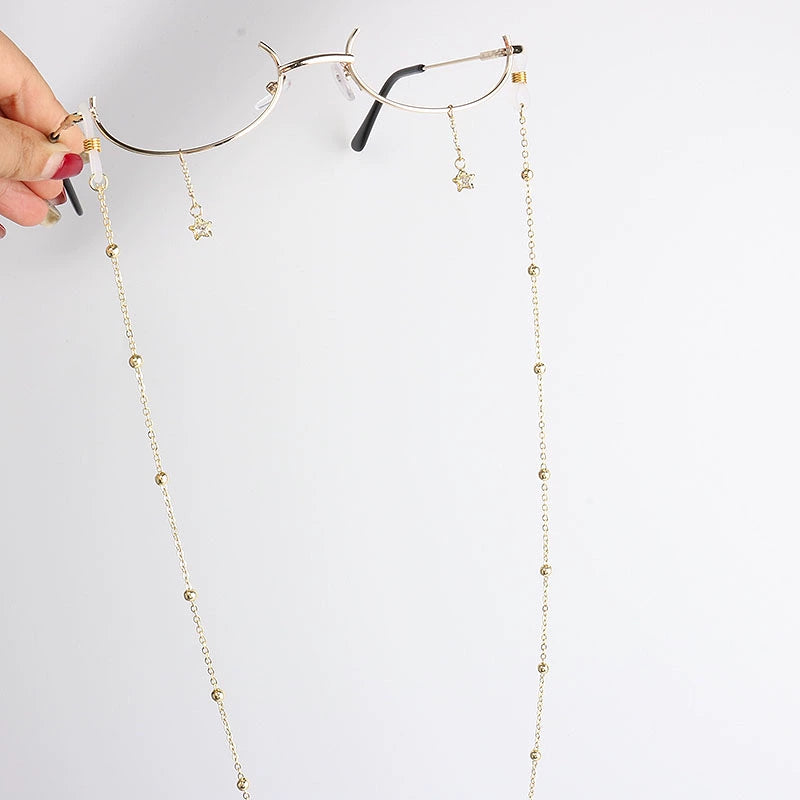 Water Drop Two-Dimensional Glasses Frame with Chain