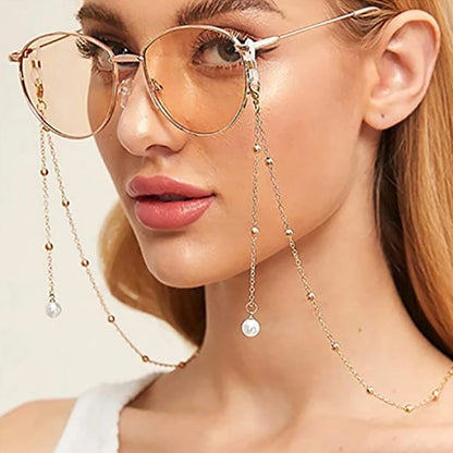 Pearl Mask Love Heart Glasses Chain