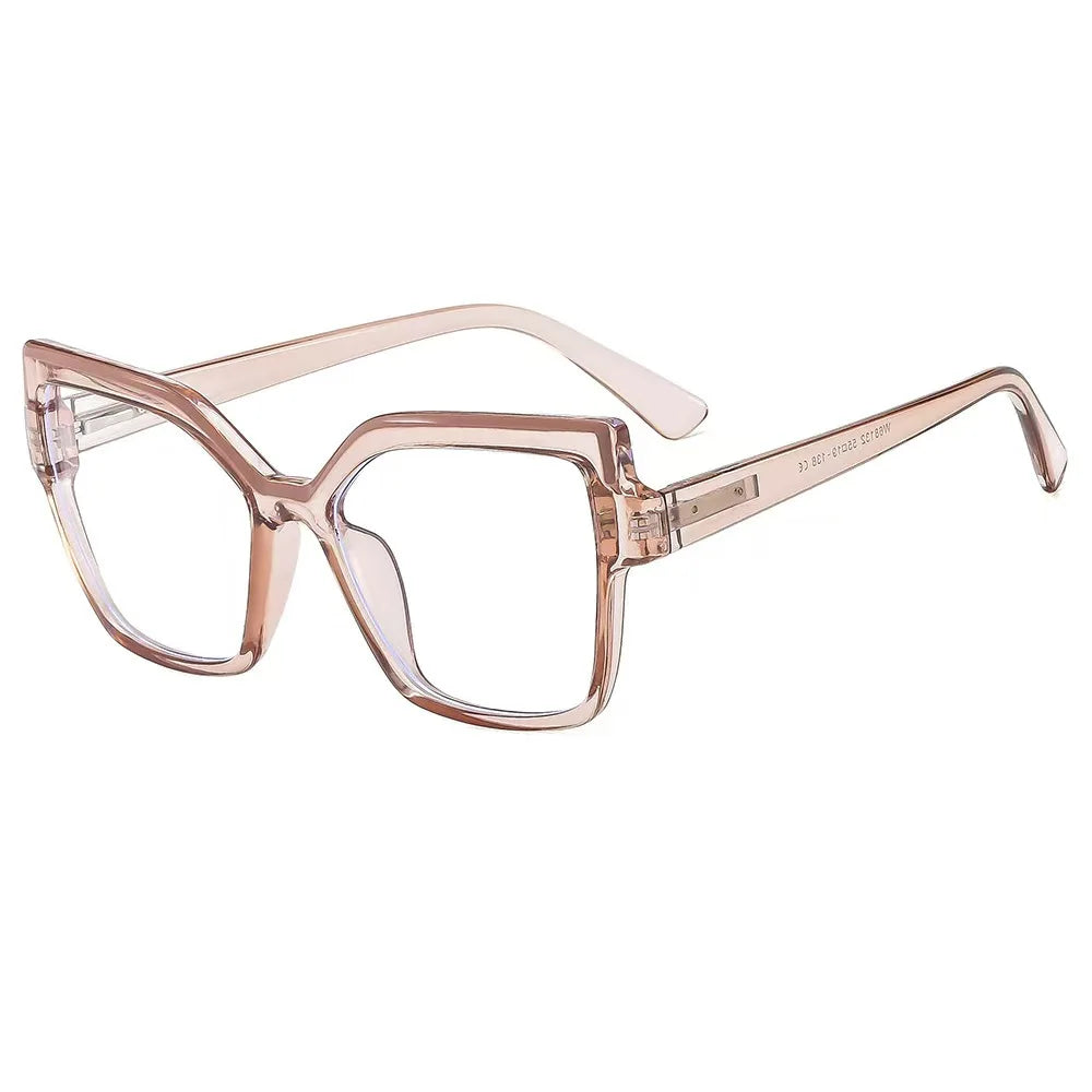 New Brand Design Fashion Oversize Polygon Glasses Women Frame Photochromic Anti Blue Light Computer Reading Eyeglass Long Sight