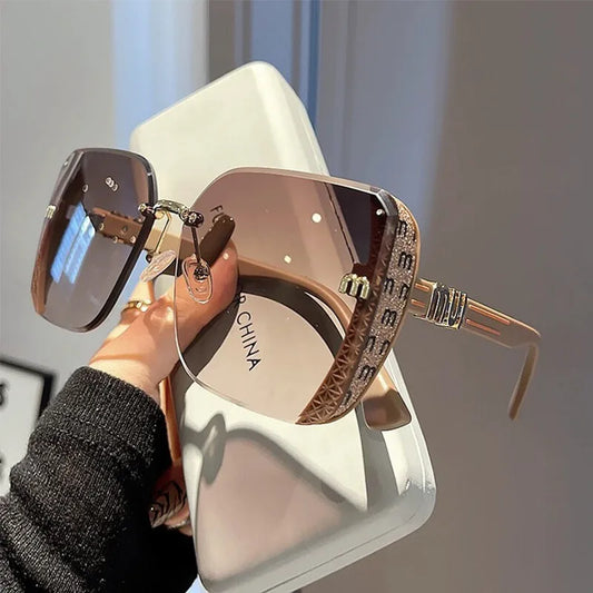 Rimless Brand Letter Sunglasses