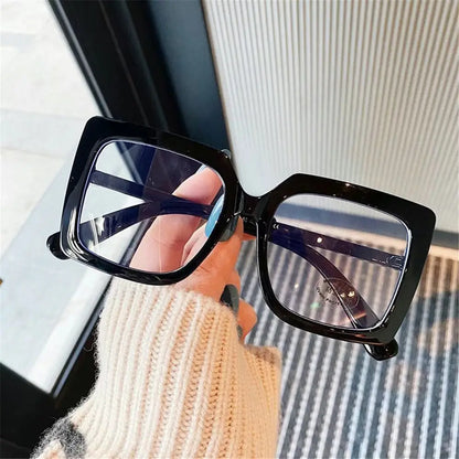 Big Square Anti Blue Light Matte Black Glasses