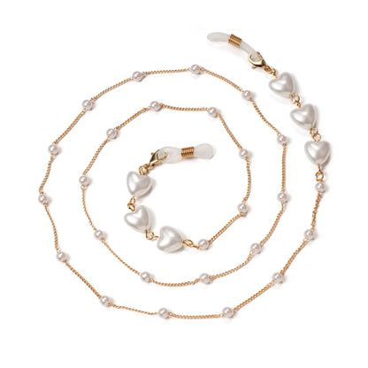 Pearl Mask Love Heart Glasses Chain