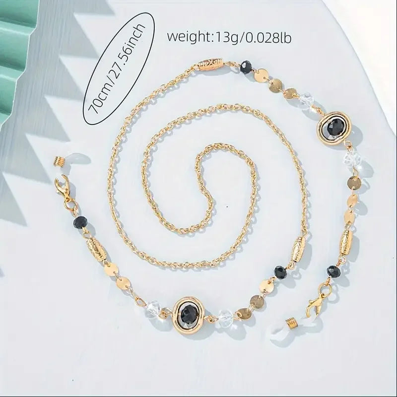 Ocean Blue Rhinestone Glasses Chain - Anti-Slip Eyewear Holder Necklace