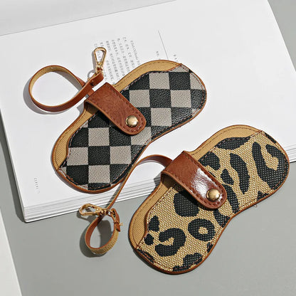 Chic PU Leather Glasses Pouch with Snap Buckle & Keychain - Soft-Lined Eyewear Case