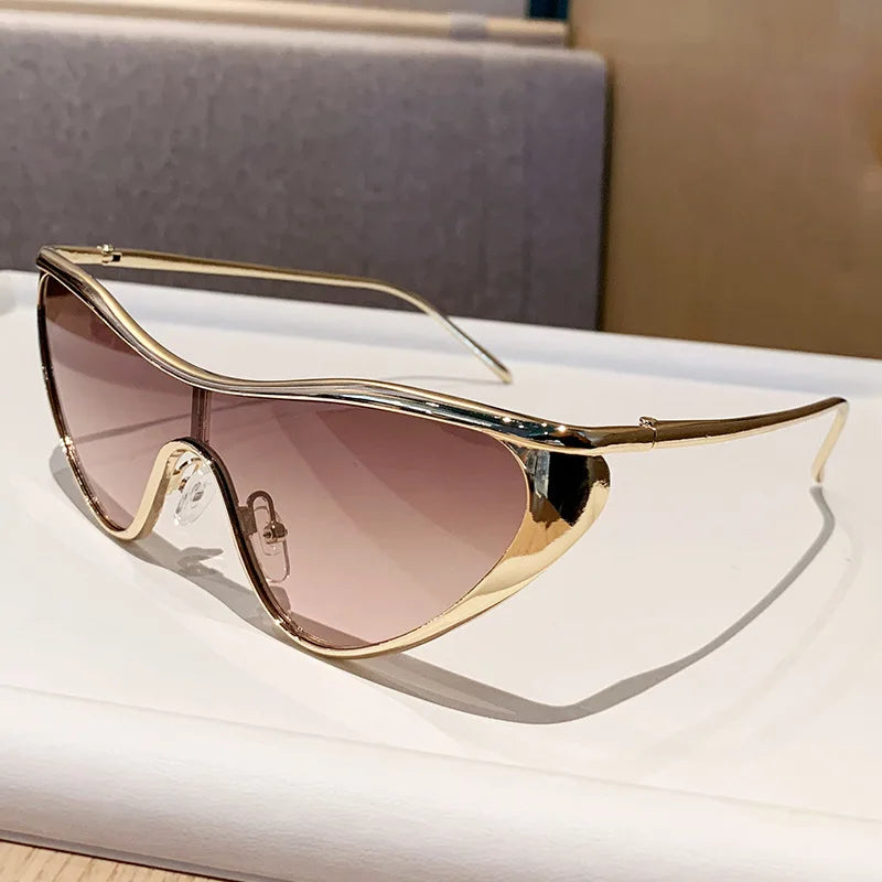 New Large Frame Cat Eye Sunglasses Women Design metal Fashion Sun Glasses Outdoor Driving Lady Eyewear UV400 Gafas De Sol