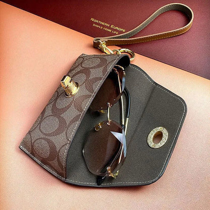 Retro Sunglasses Case with Gold Pendant – Soft Shell Eyeglass Bag