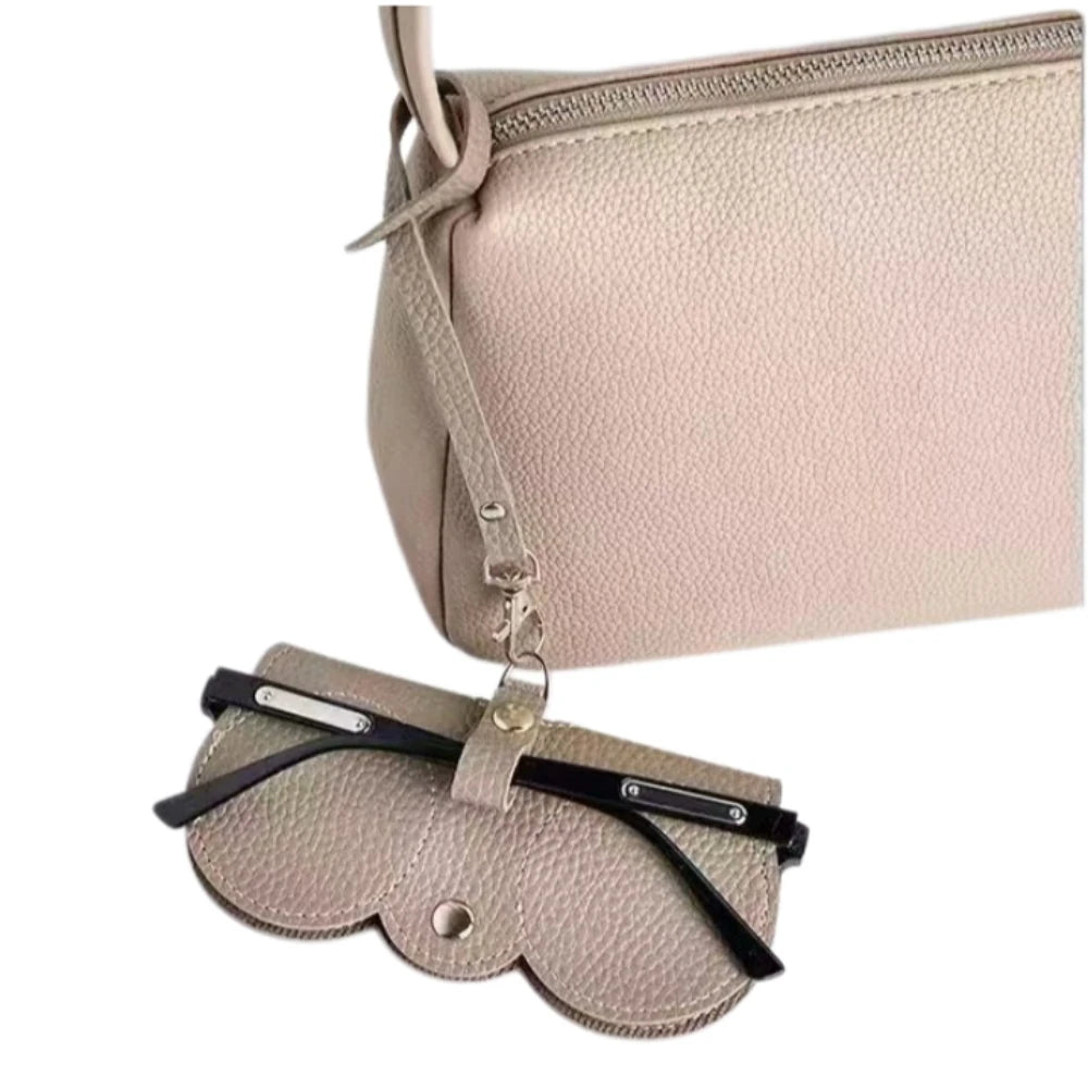 1pc Litchi Embossed Glasses Cover Cute Hanging PU Leather Sunglasses Glasses Storage Bag Portable Travel Eyewear Holder