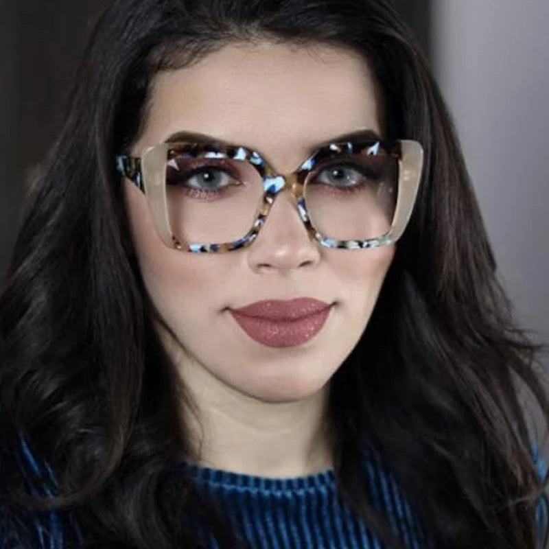 Colorful Square Eyeglasses Frame - Trendy Oversized Clear Lens Glasses