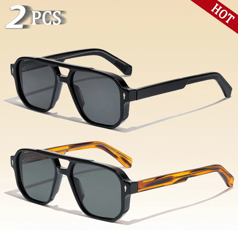 Retro Punk Sunglasses Men - Flat Top Designer Shades