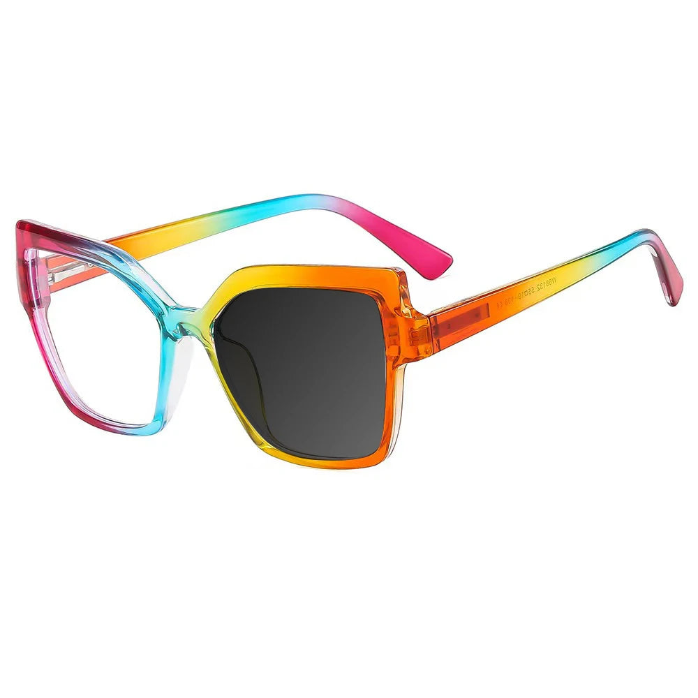 New Brand Design Fashion Oversize Polygon Glasses Women Frame Photochromic Anti Blue Light Computer Reading Eyeglass Long Sight