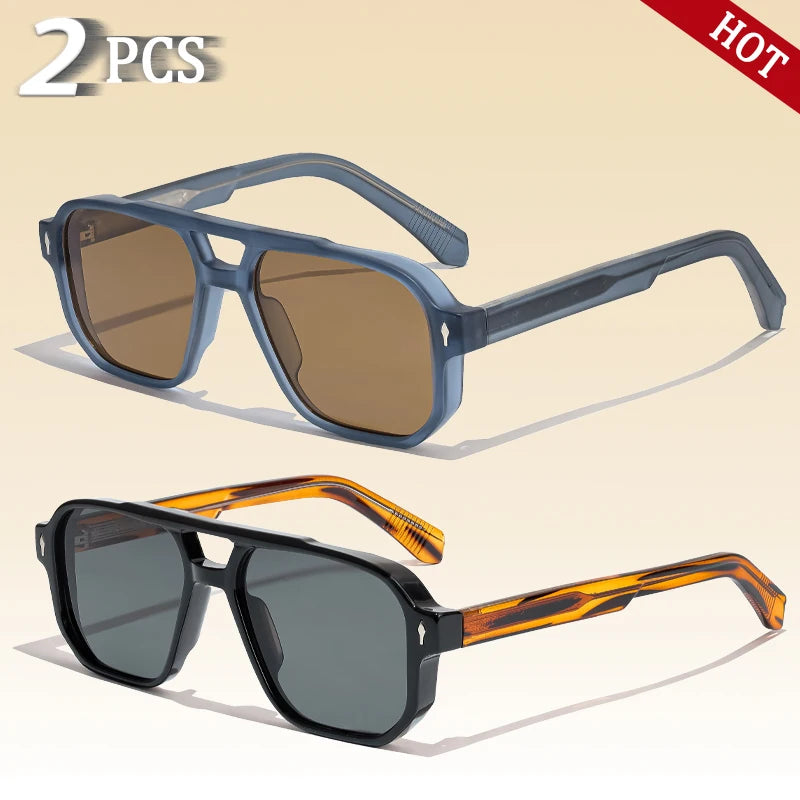 Retro Punk Sunglasses Men - Flat Top Designer Shades