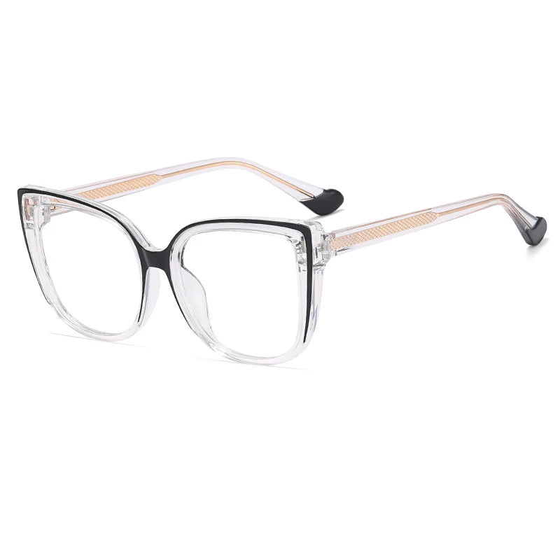 55598 Retro Cat Eye Anti Blue Light Glasses Frame Spring Hinge Women Leopard Plastic Titanium Computer Prescription Mirror