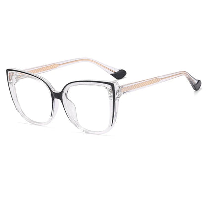 55598 Retro Cat Eye Anti Blue Light Glasses Frame Spring Hinge Women Leopard Plastic Titanium Computer Prescription Mirror
